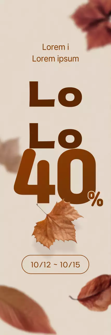 Promotion d'automne mettant l'accent sur une réduction avec une image de feuilles volantes sur des accents bruns