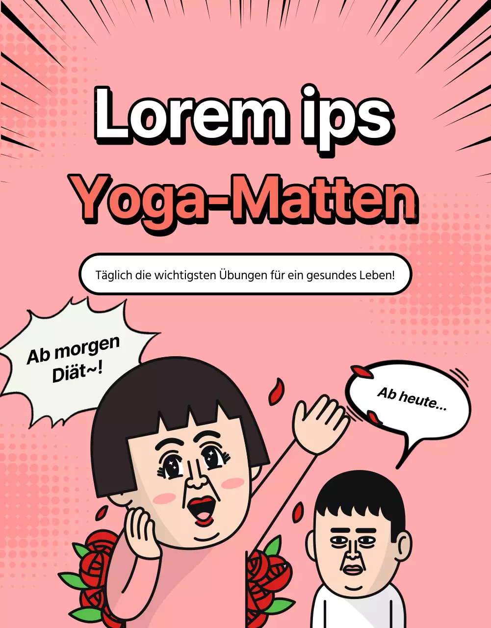 Werbung für eine pinke Yogamatte, die zum Würgen einlädt