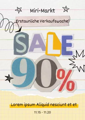 Werben Sie für einen Vintage-Rabatt in Gelb und Mauve