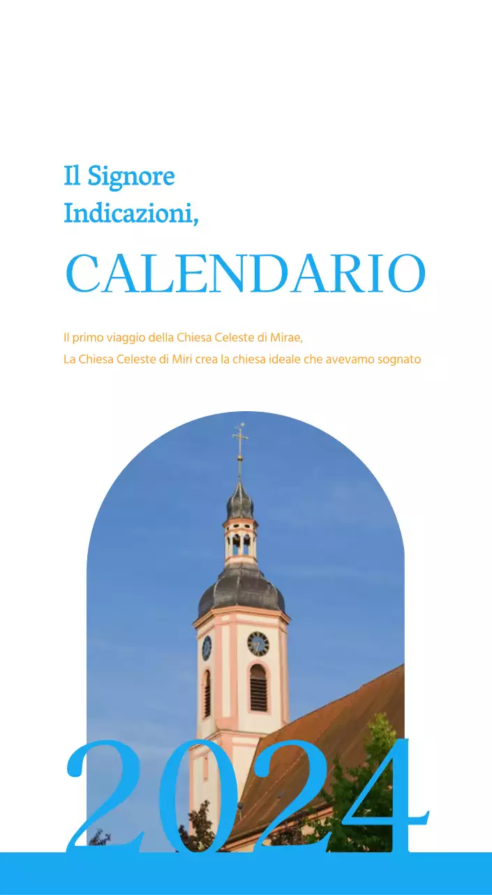 Calendario ecclesiastico blu di concezione moderna