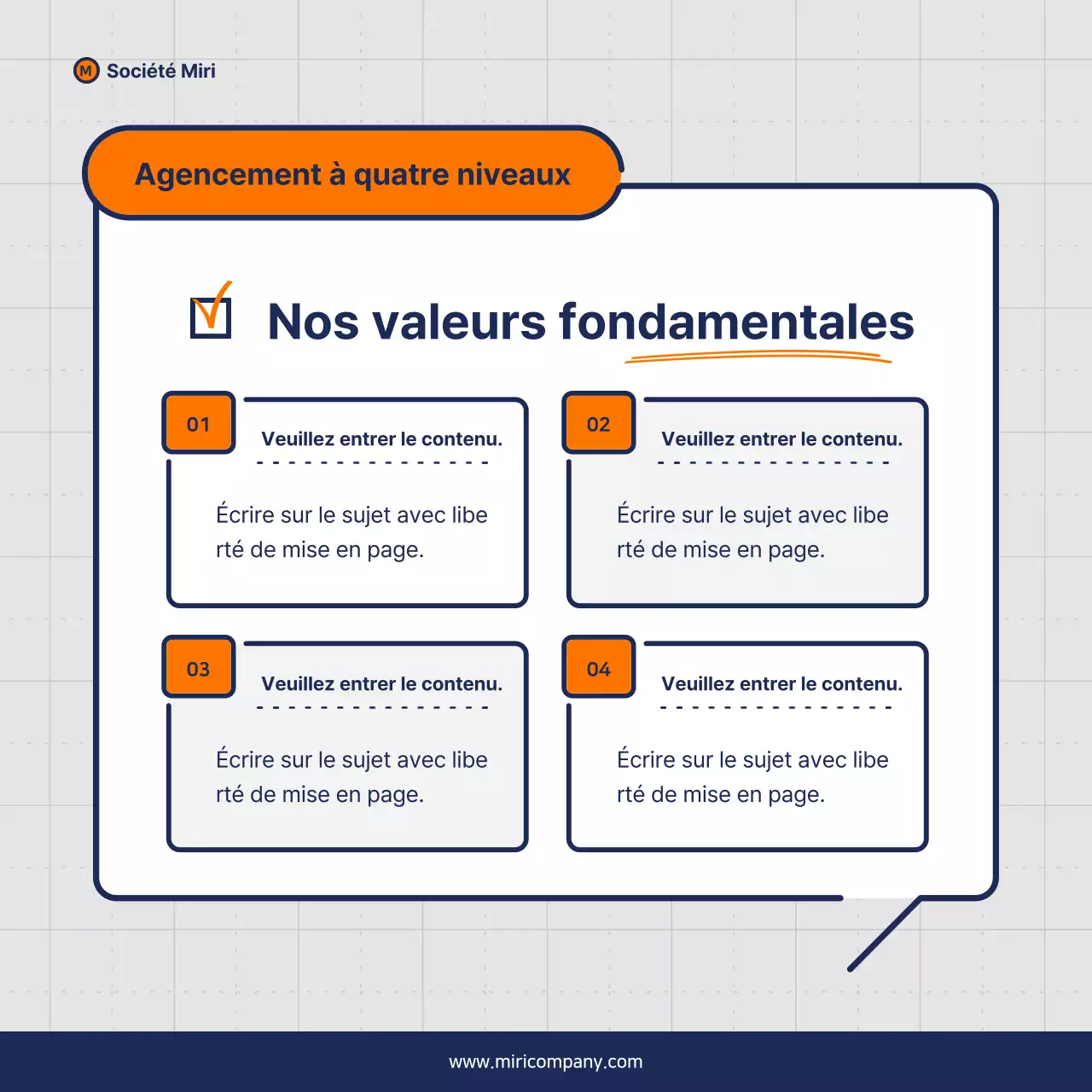 Proposition de pitch d'entreprise minimaliste en orange et bleu marine