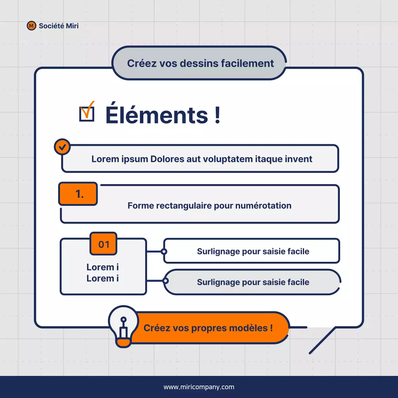 Proposition de pitch d'entreprise minimaliste en orange et bleu marine