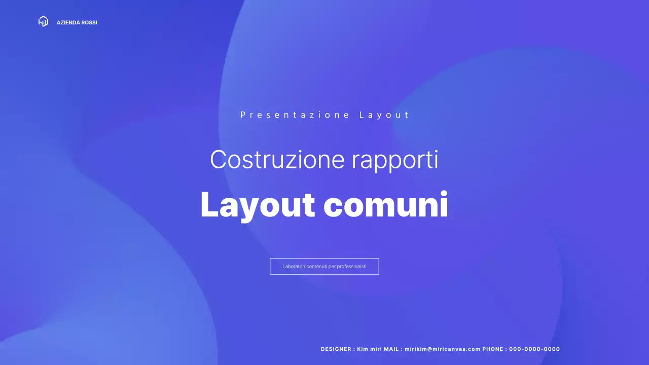 Un profilo aziendale dal semplice layout blu