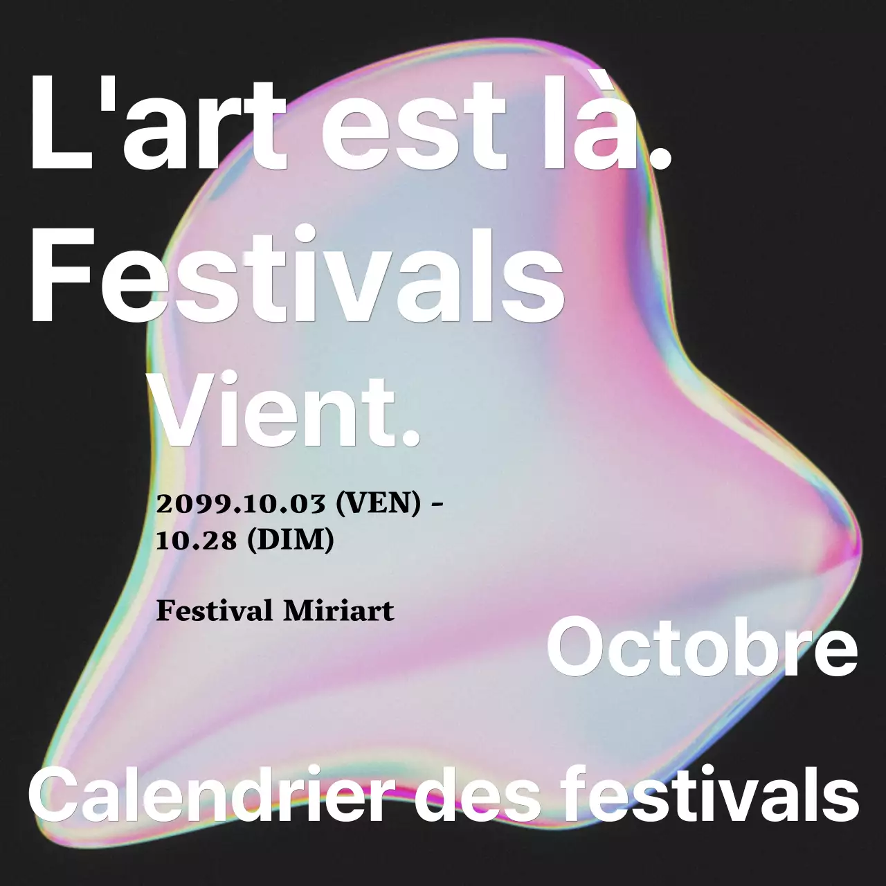 Annonce d'un festival d'art kitsch avec un arc-en-ciel de couleurs roses
