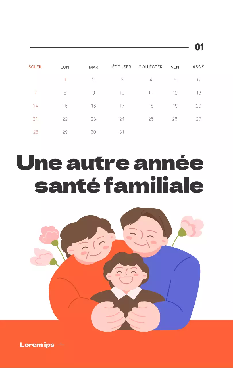 Un hôpital festif avec des illustrations sur le thème de la santé et de la famille et des accents colorés.