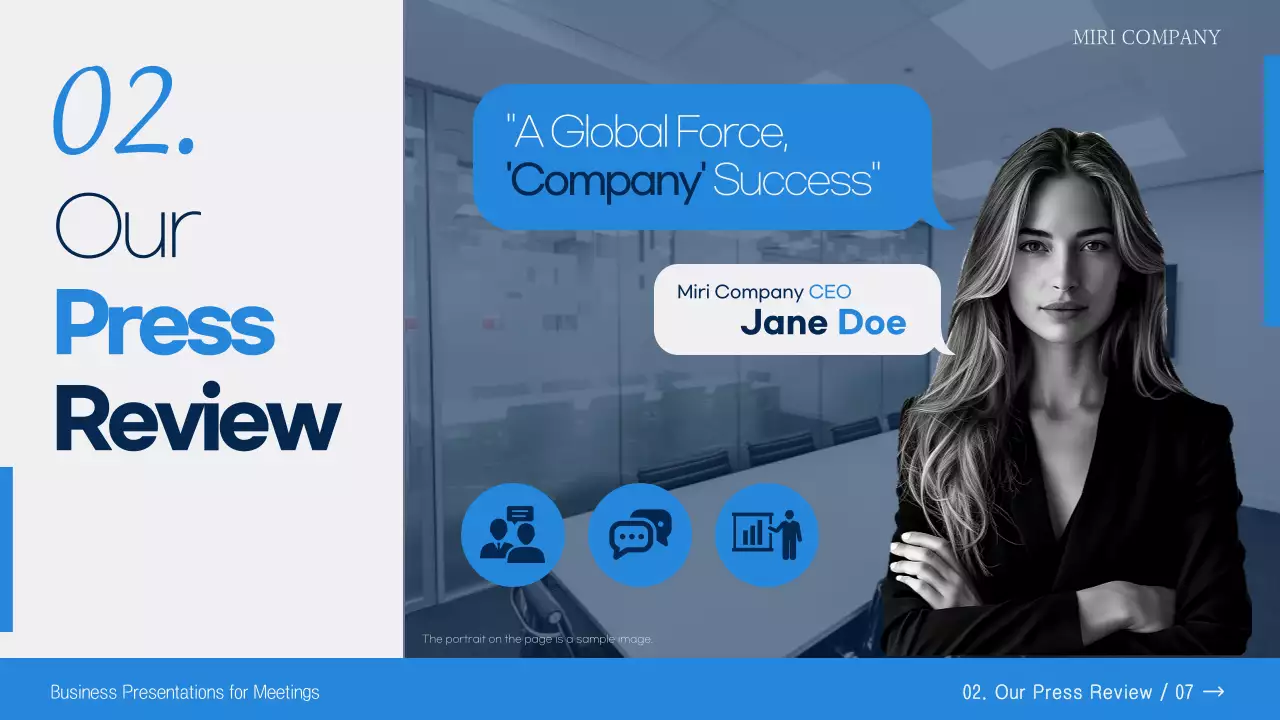 파랑과 흰색의 모던한 미팅용 보고서