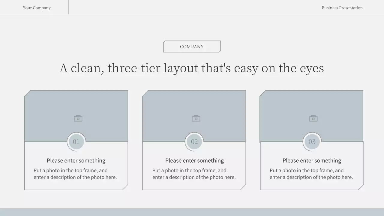 Simple, emotional business report in light blue and white