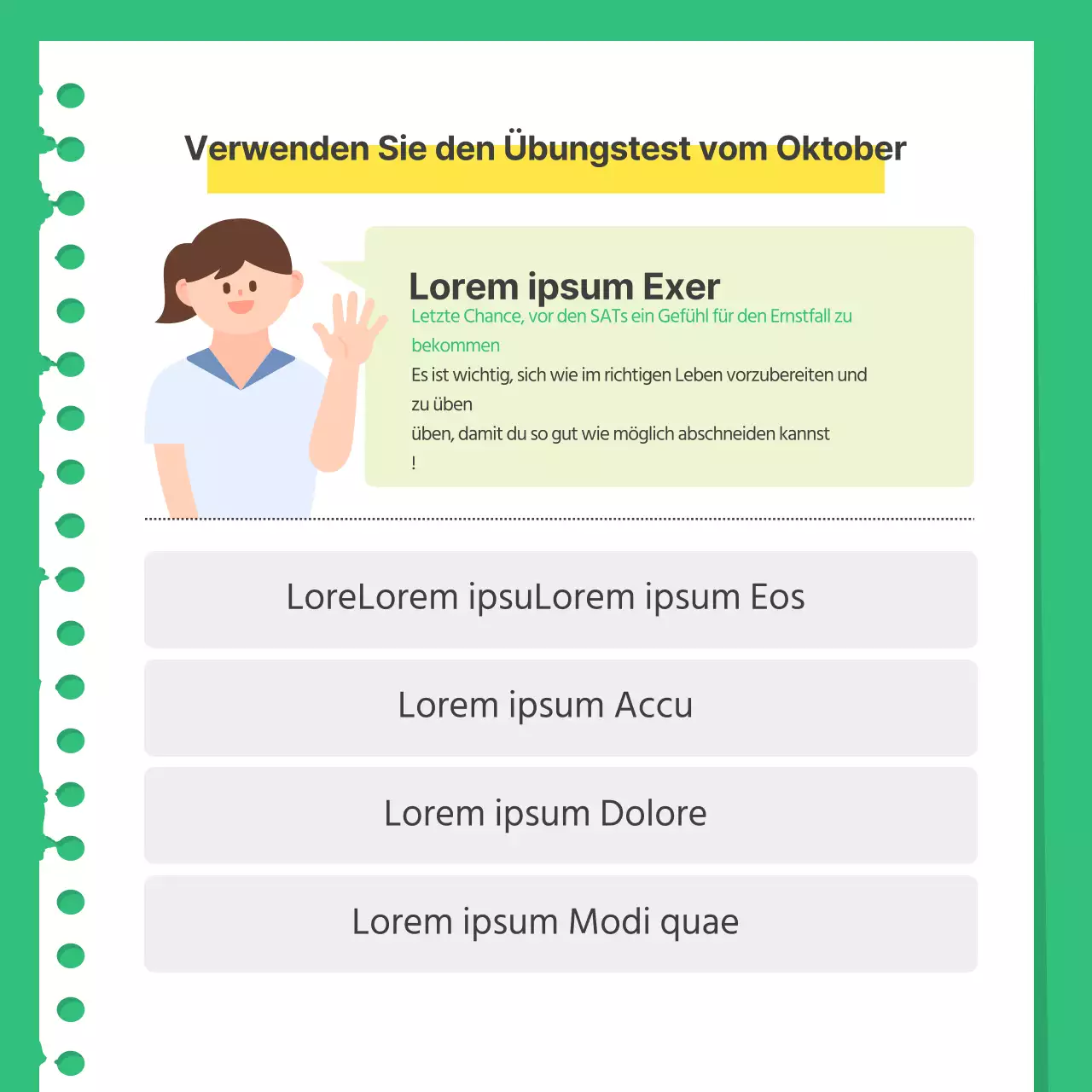 Ein Leitfaden zur Vorbereitung auf einen einfachen grünen und gelben Übungstest