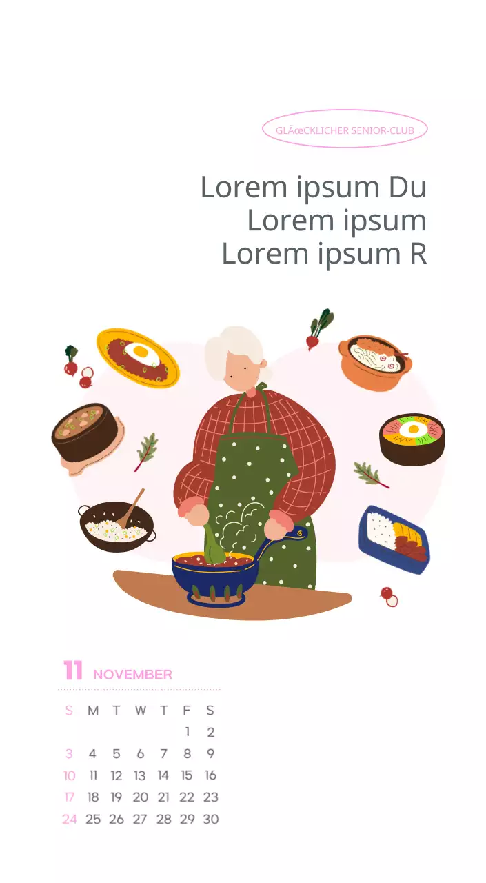 Arbeitskalender mit schönen Illustrationen