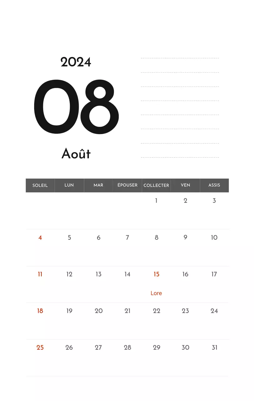 Un calendrier d'entreprise simple en gris