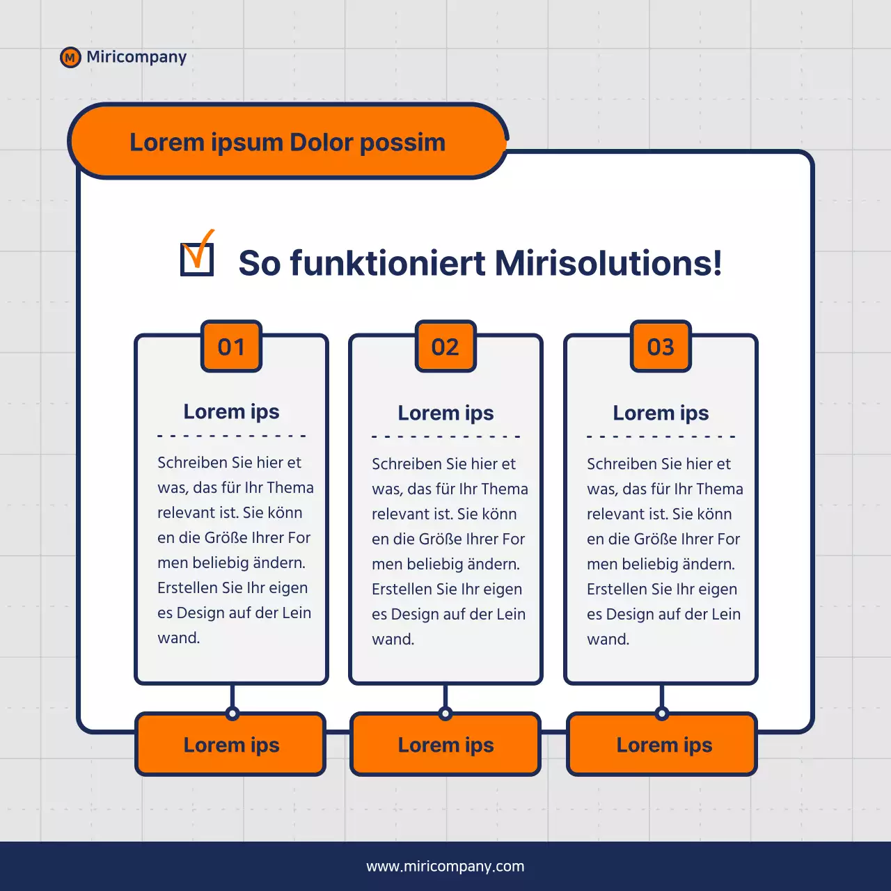 Minimalistischer Vorschlag für ein Geschäftsfeld in Orange und Marineblau
