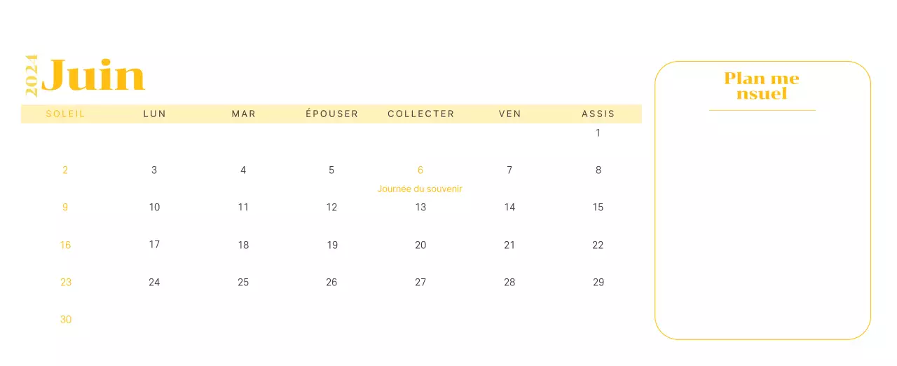 Calendrier avec illustrations de jeunes sur fond jaune et vert