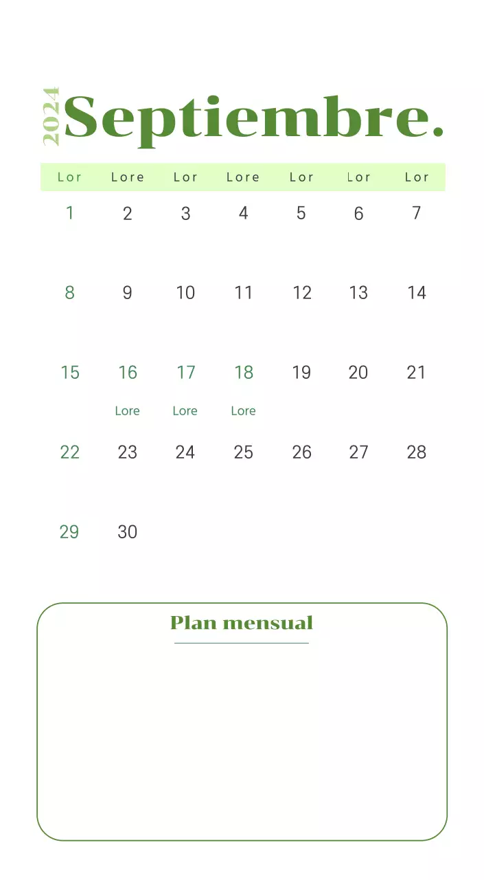 Calendario con ilustraciones juveniles sobre fondo amarillo y verde