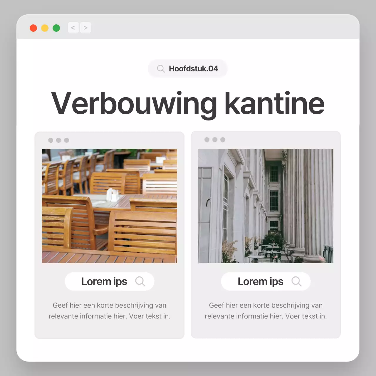 Bedrijfsprofiel met een eenvoudig grijs en wit browserconcept