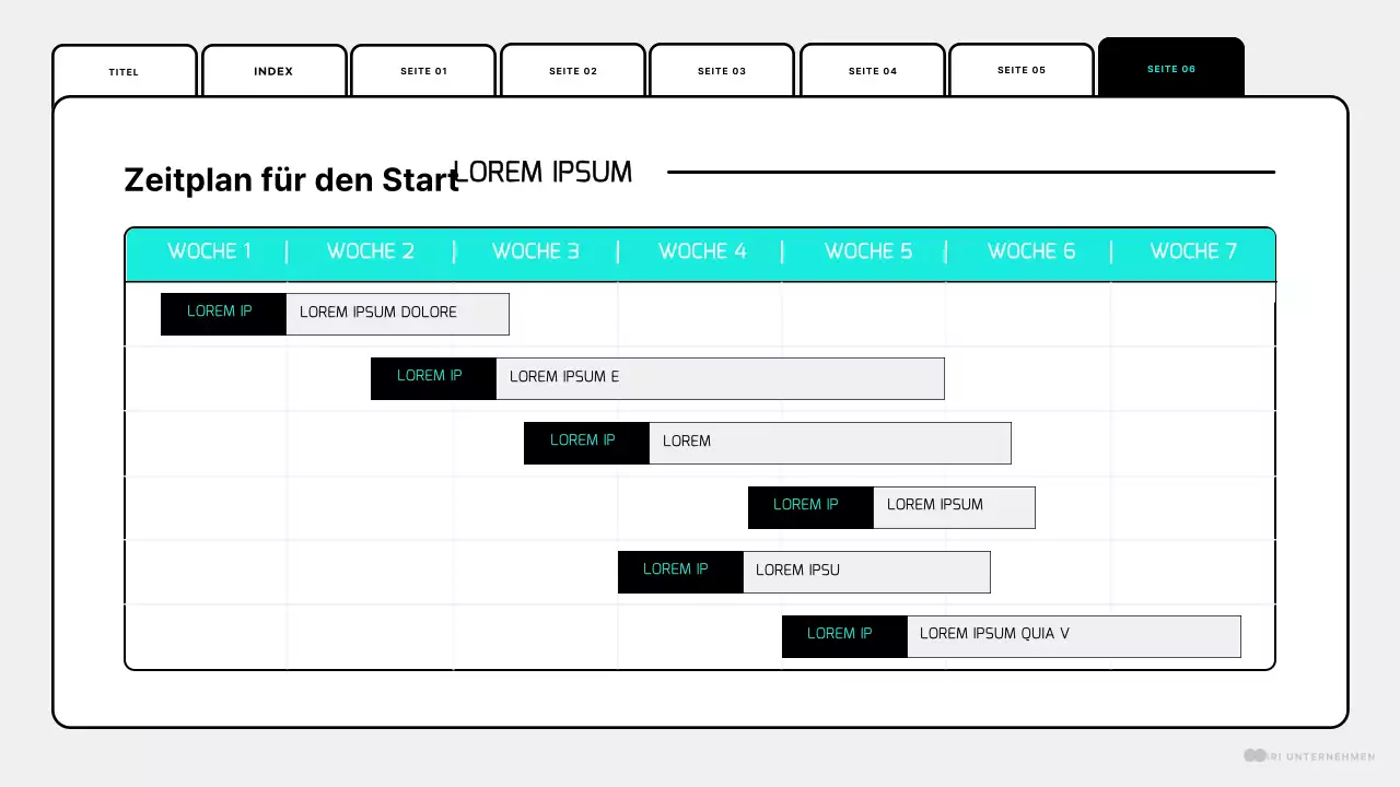 Eine einfache mintfarbene und weiße Webseite