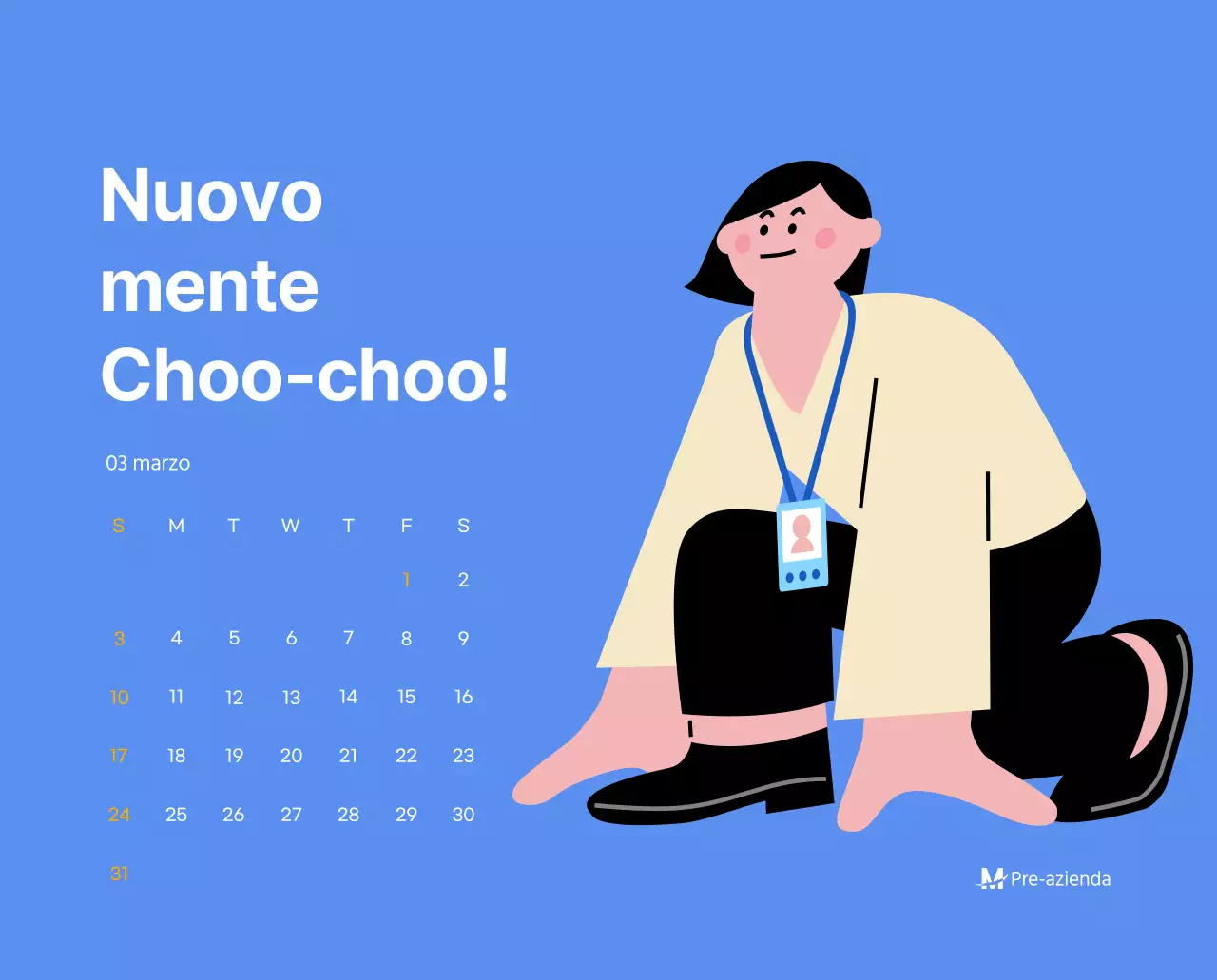 Calendario motivazionale con illustrazioni energetiche e citazioni positive su sfondo azzurro