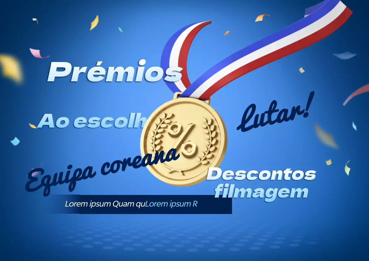 Promover um evento com desconto para ganhar uma medalha na moda em azul e dourado