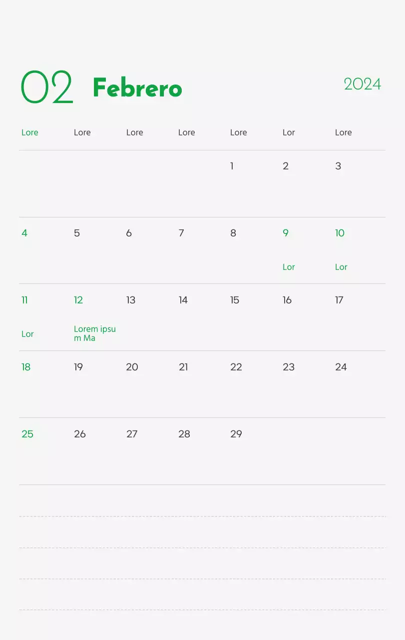 Un calendario con la imagen de un cachorro y un bonito mensaje en tonos verdes.