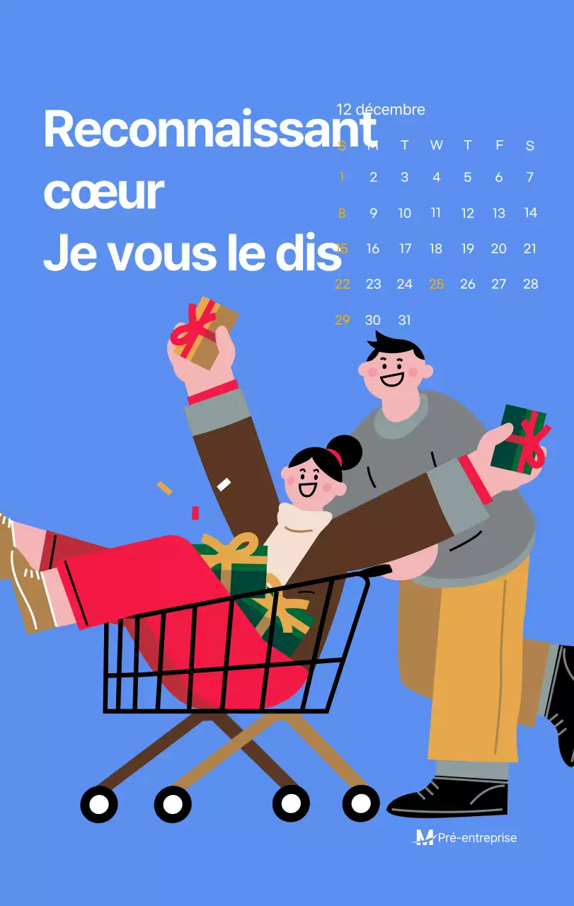 Calendrier de motivation avec des illustrations énergiques et des citations positives sur un fond bleu clair