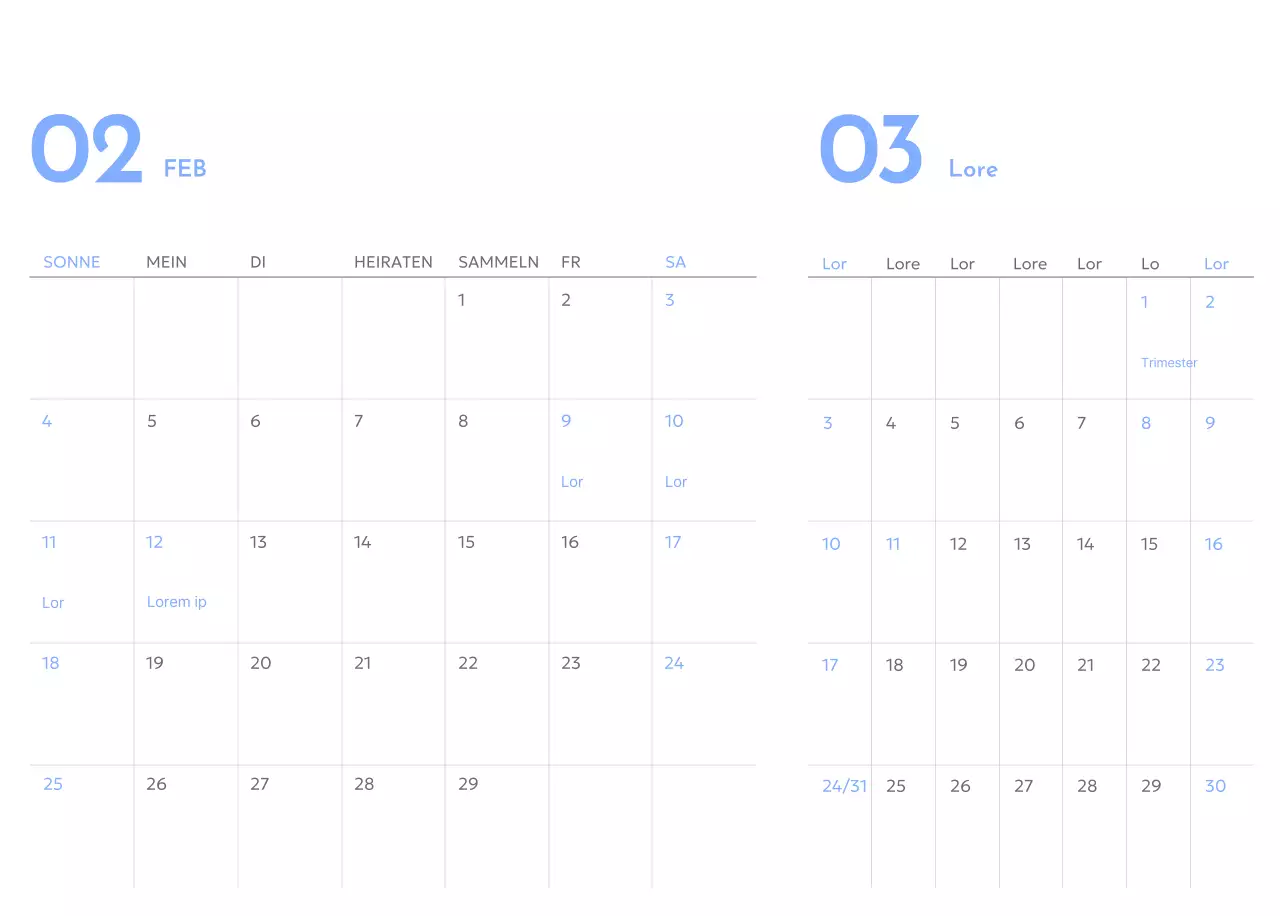 Zielverfolgungskalender mit einem Hauch von Blau
