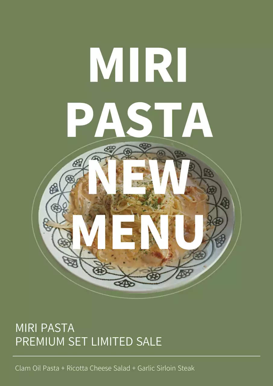 Green Simple Pasta Promotion Poster