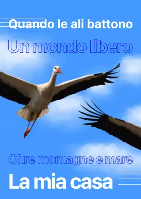 Una risorsa retrò blu e bianca per l'educazione ambientale degli uccelli migratori