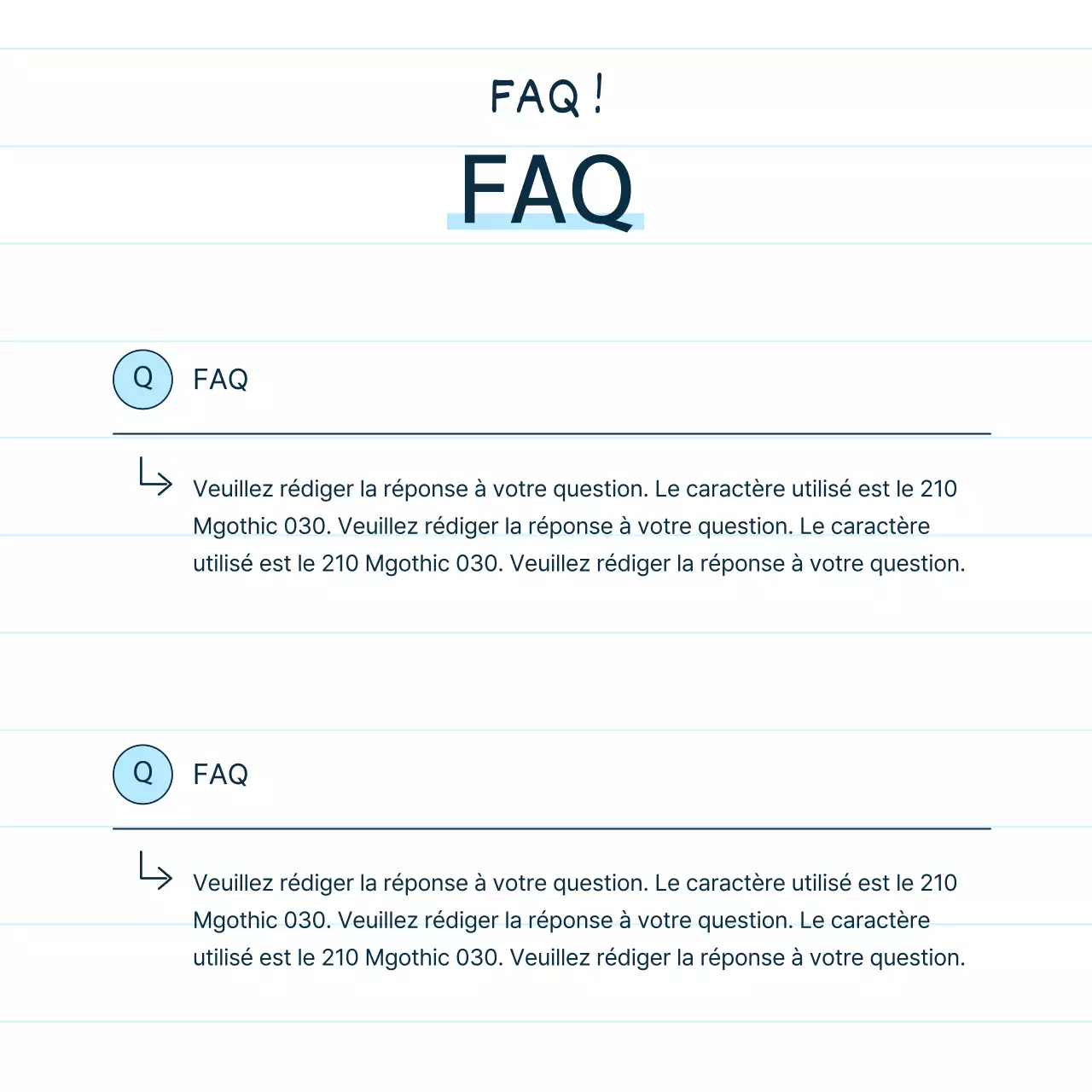 Un briefing simple sur le produit en bleu et bleu clair