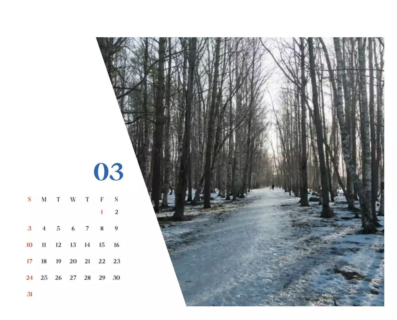 Calendario ospedaliero con foto di paesaggi stagionali