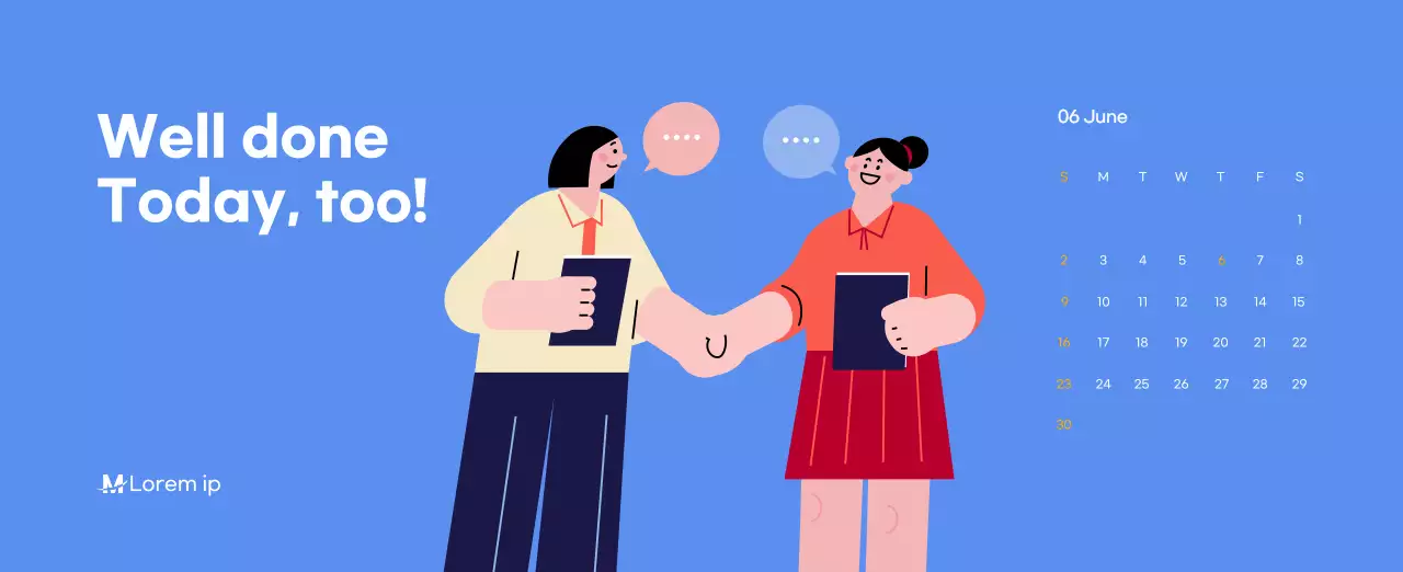 Motivational calendar with energetic illustrations and positive quotes on a light blue background