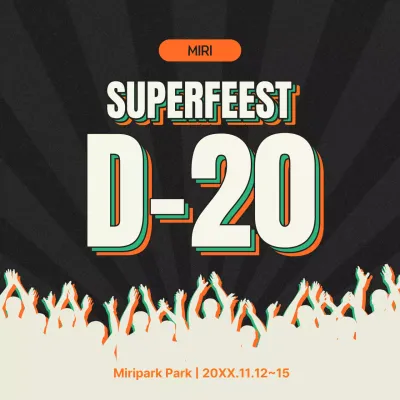 Promoot een retro muziekfestival in beige en oranje