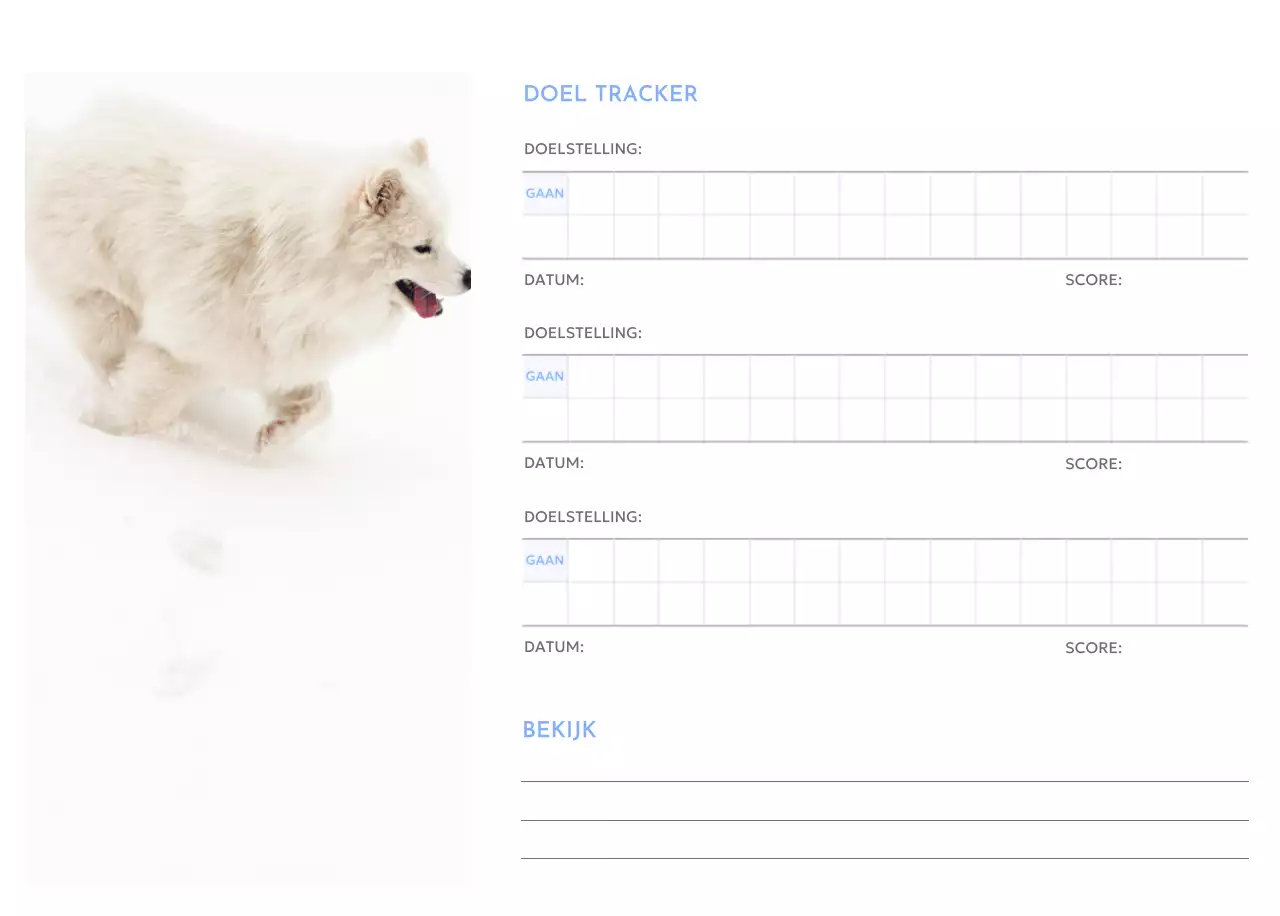 Goal tracker kalender met een vleugje blauw