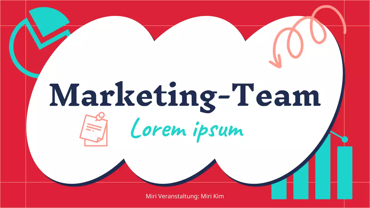 Trendiges Marketing-Protokoll in Rot und Mint