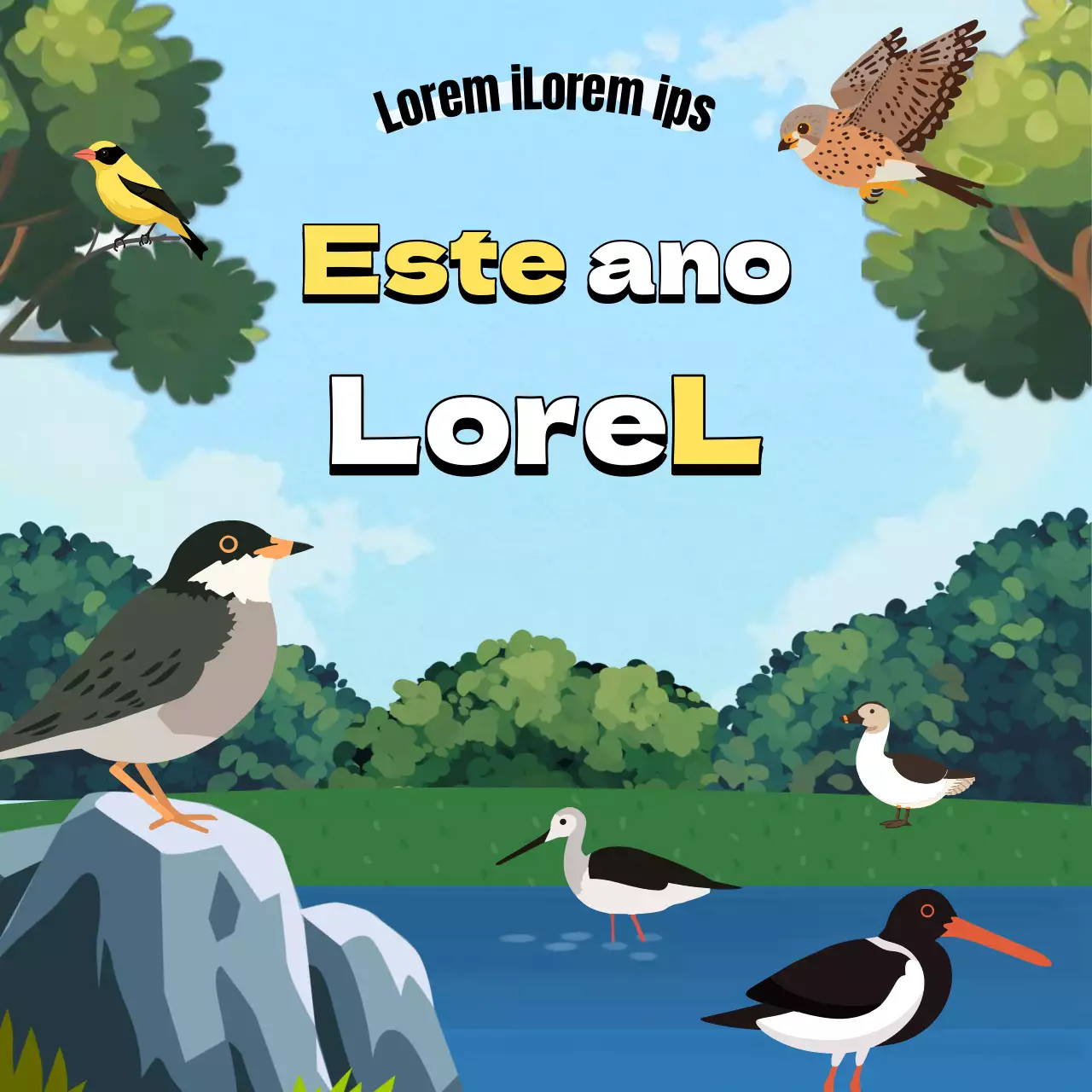 Recursos didácticos do Dia Mundial das Aves Migratórias (outubro Tropical) em verde e azul claro
