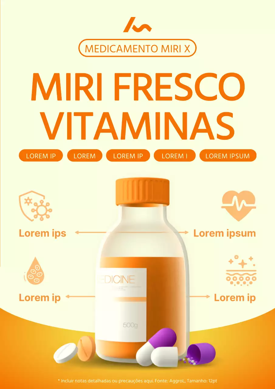Promover as vitaminas modernas em amarelo e laranja