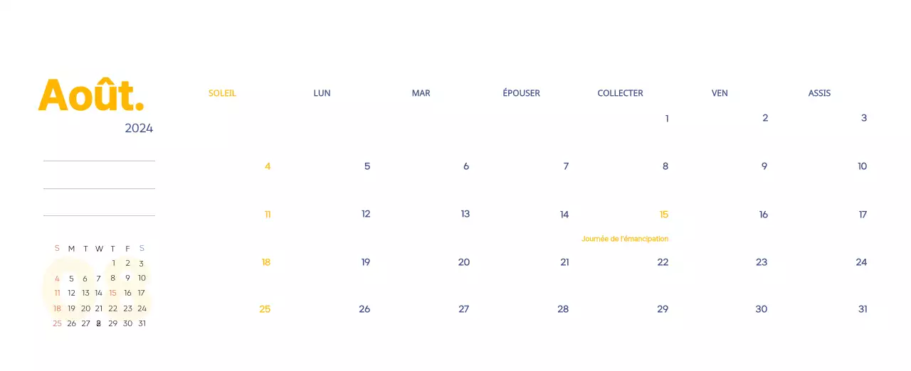 Calendrier de travail avec de belles illustrations