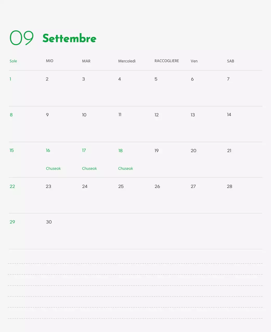 Un calendario con l'immagine di un cucciolo e un simpatico messaggio in verde.