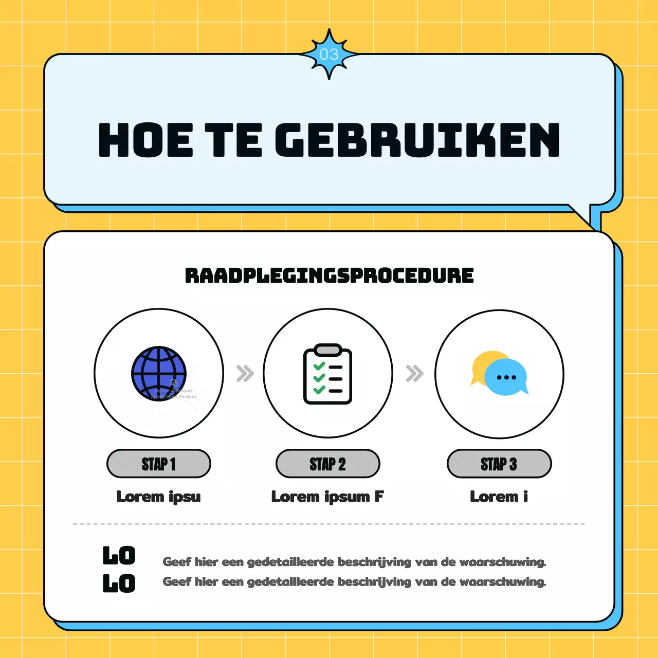 Een eenvoudig geel en lichtblauw jeugdcentrum promoten