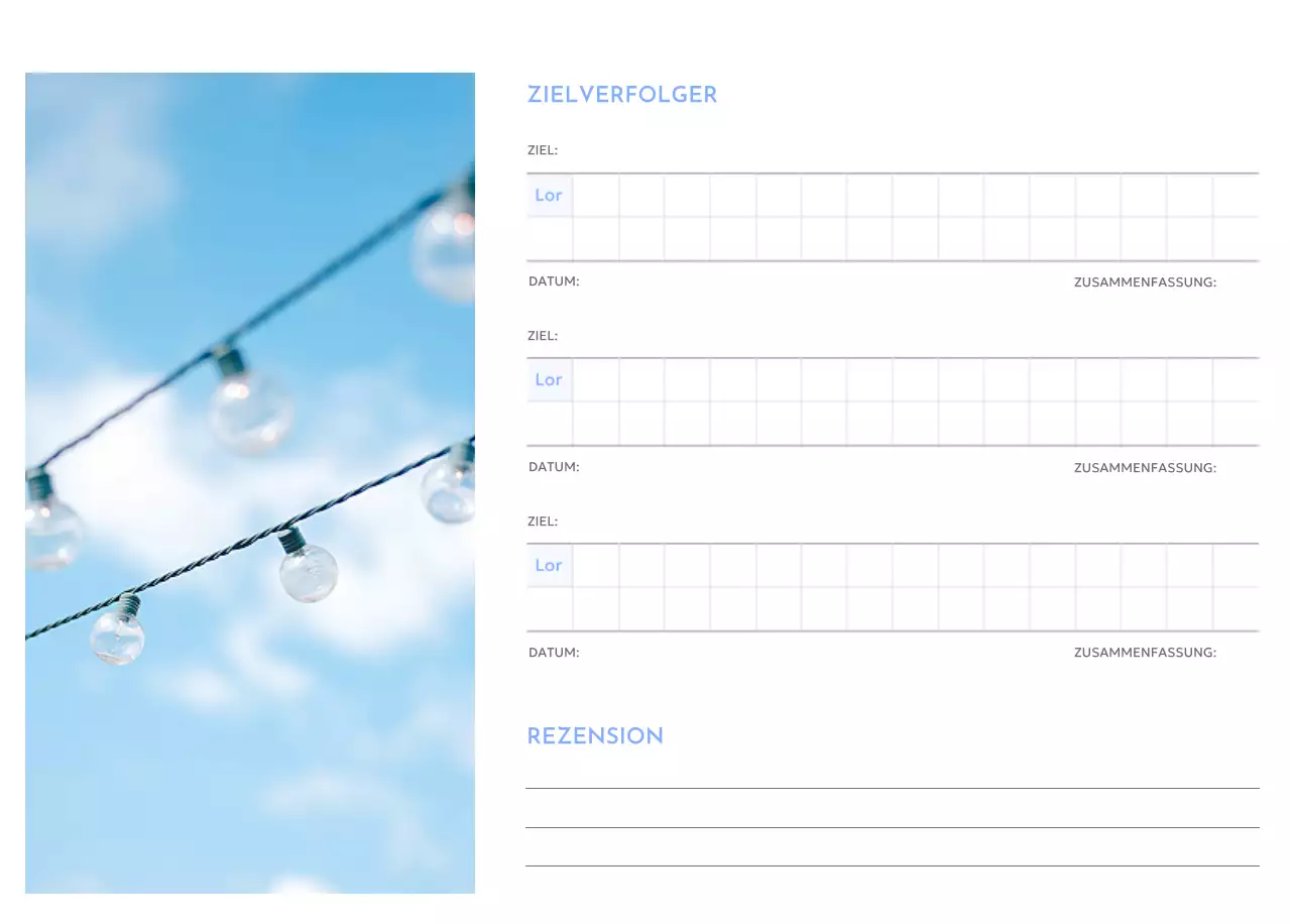 Zielverfolgungskalender mit einem Hauch von Blau