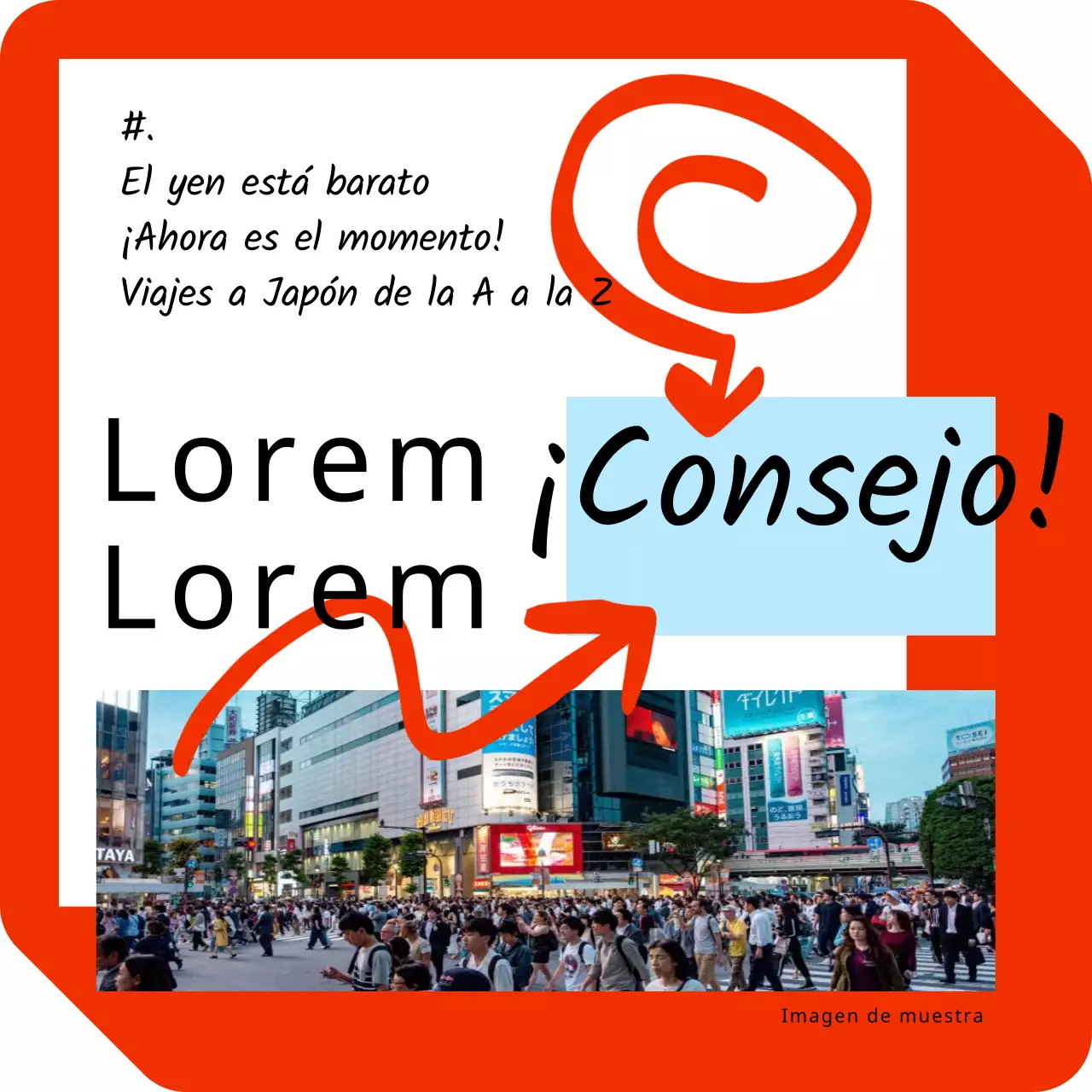 Promoción de viajes japonesa en rojo