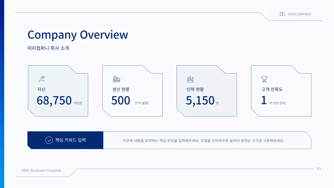 파랑과 흰색의 심플한 비즈니스용 제안서