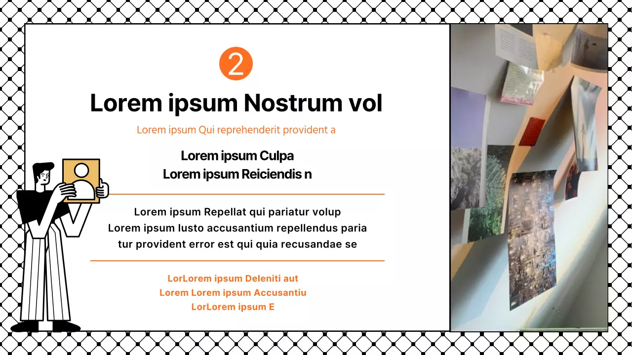 Einfache Präsentation mit schwarzen und orangen Akzenten