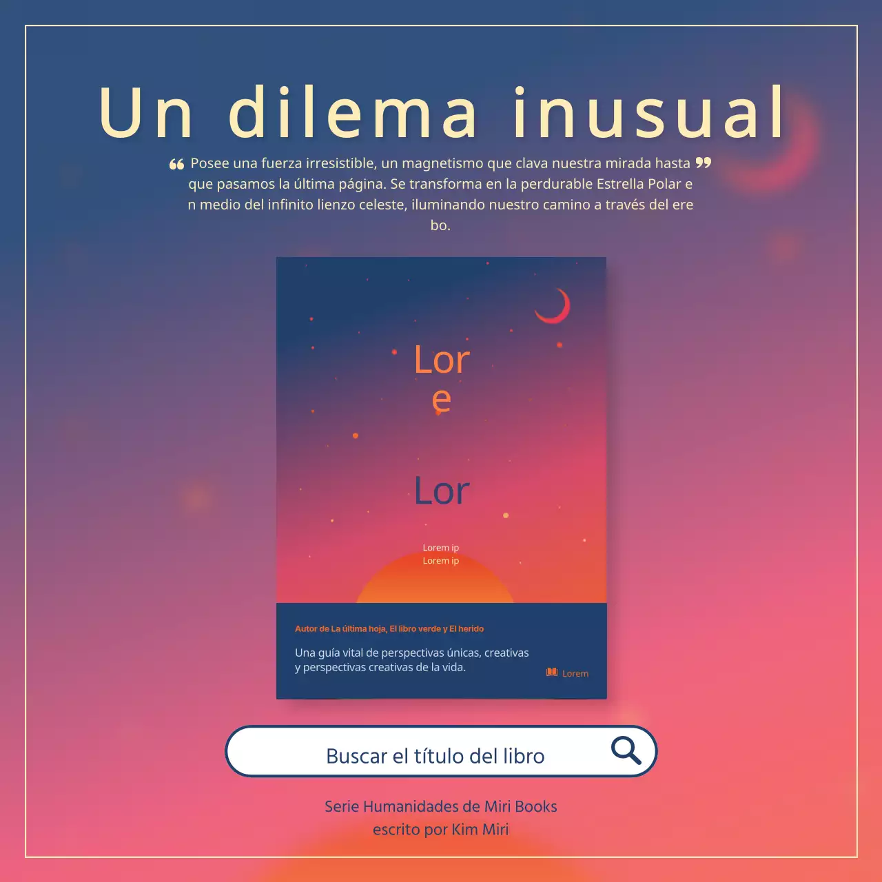 Promover recomendaciones de libros modernos en azul marino y rosa