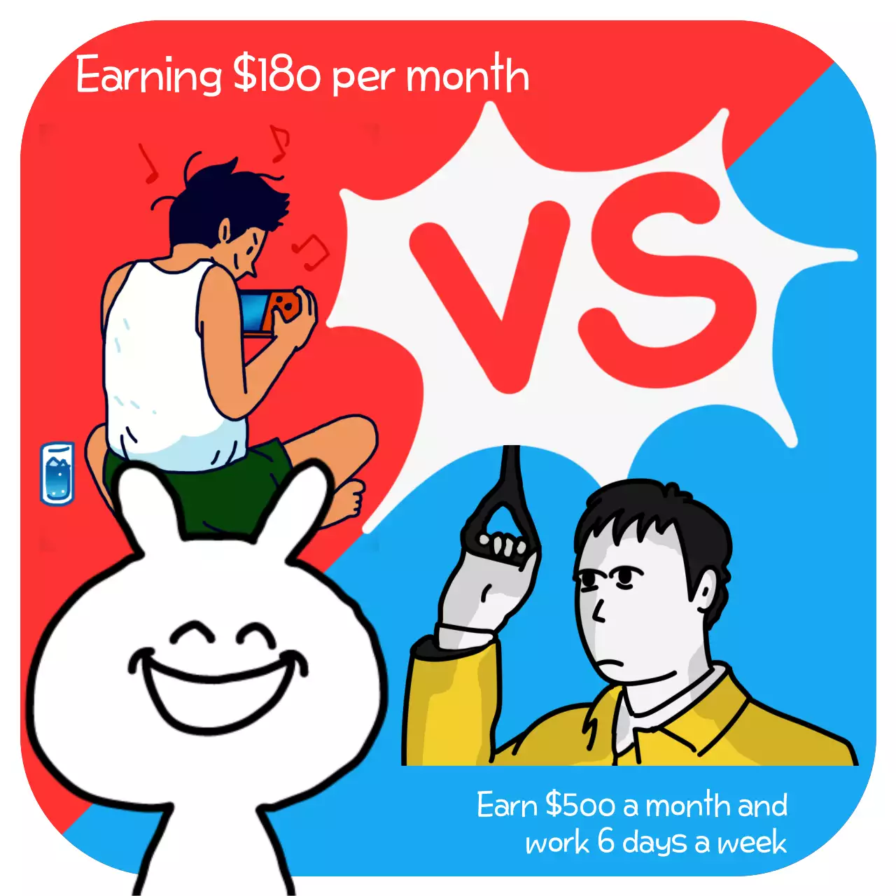 Red and blue bottle-balanced ads