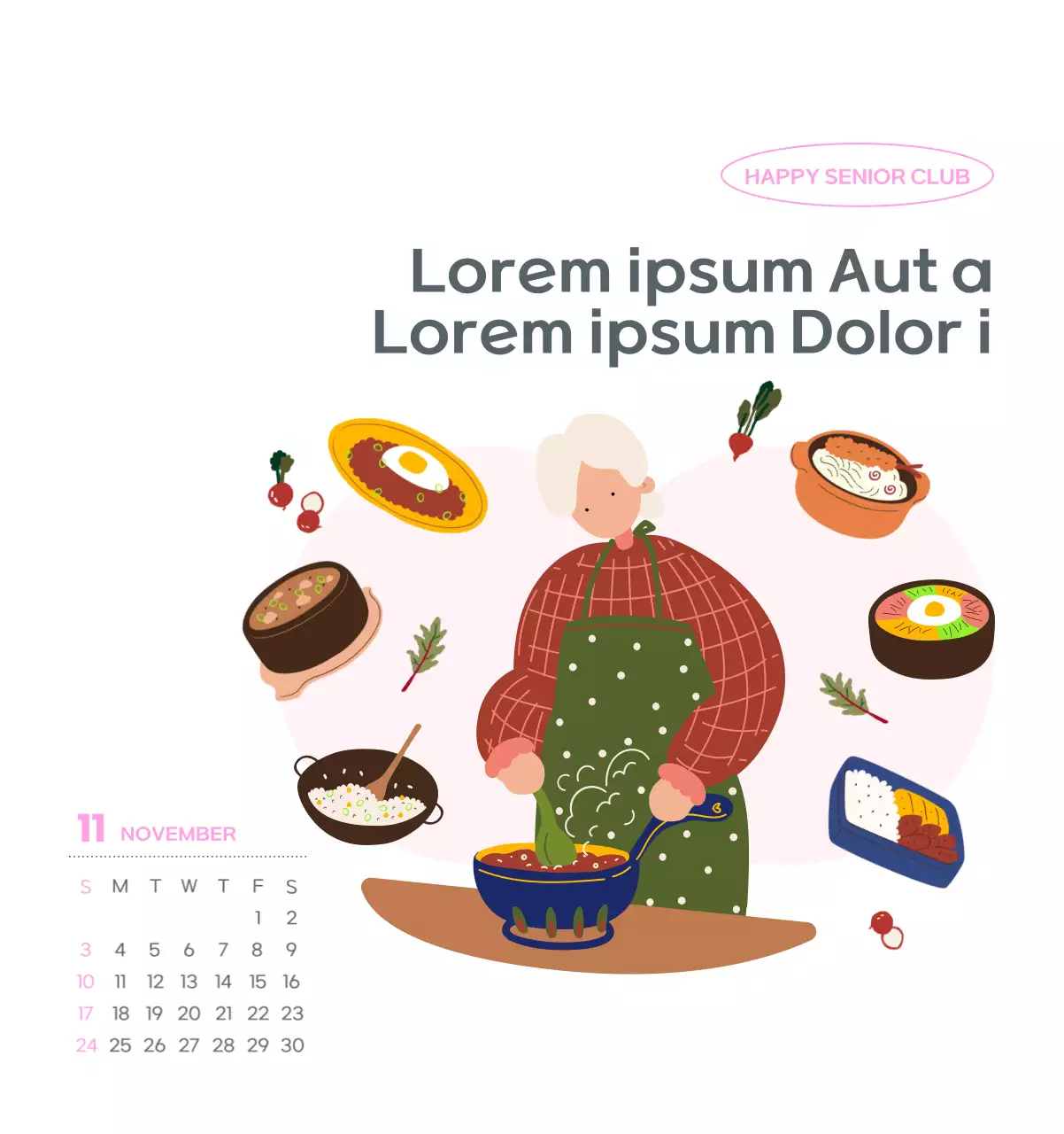 Work calendar with beautiful illustrations