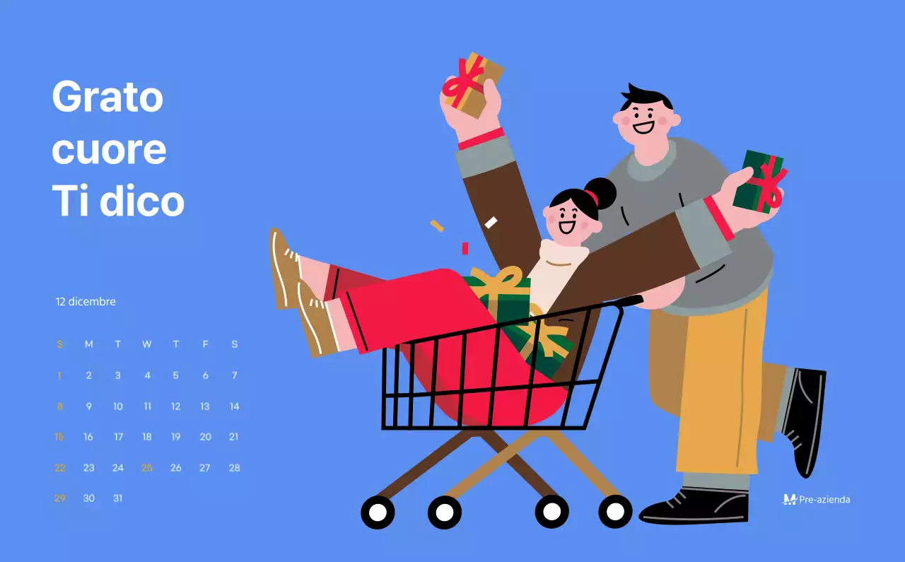 Calendario motivazionale con illustrazioni energetiche e citazioni positive su sfondo azzurro