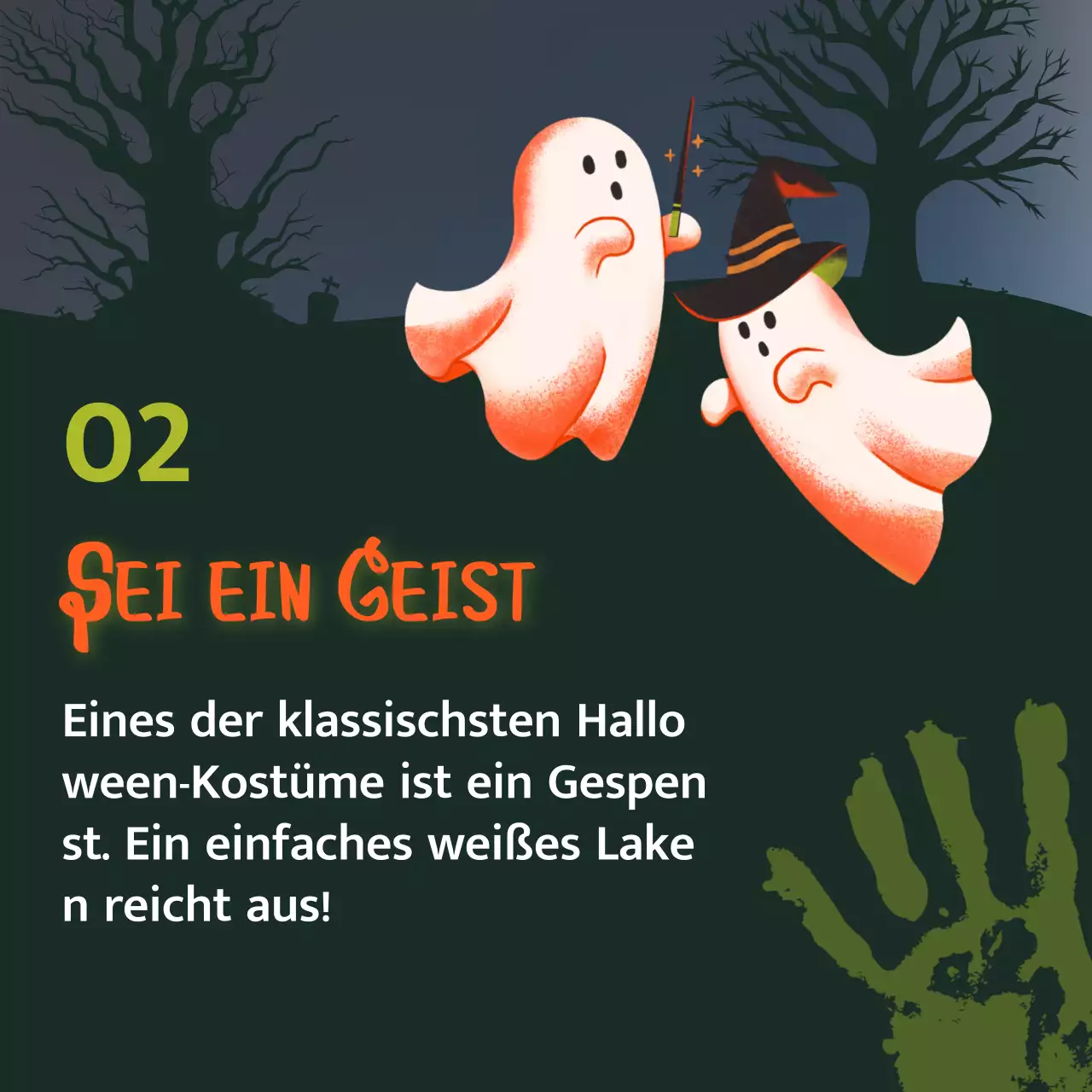 Das grün-orangefarbene Sci-Fi-Halloweenkostüm