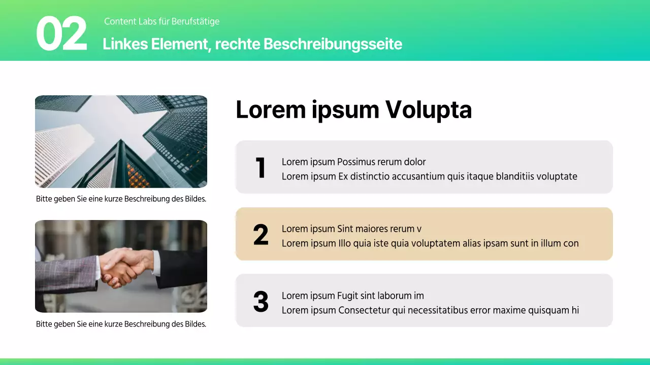 Eine Vielzahl von Layout-Berichten in einem trendigen Farbschema in Mint und Beige