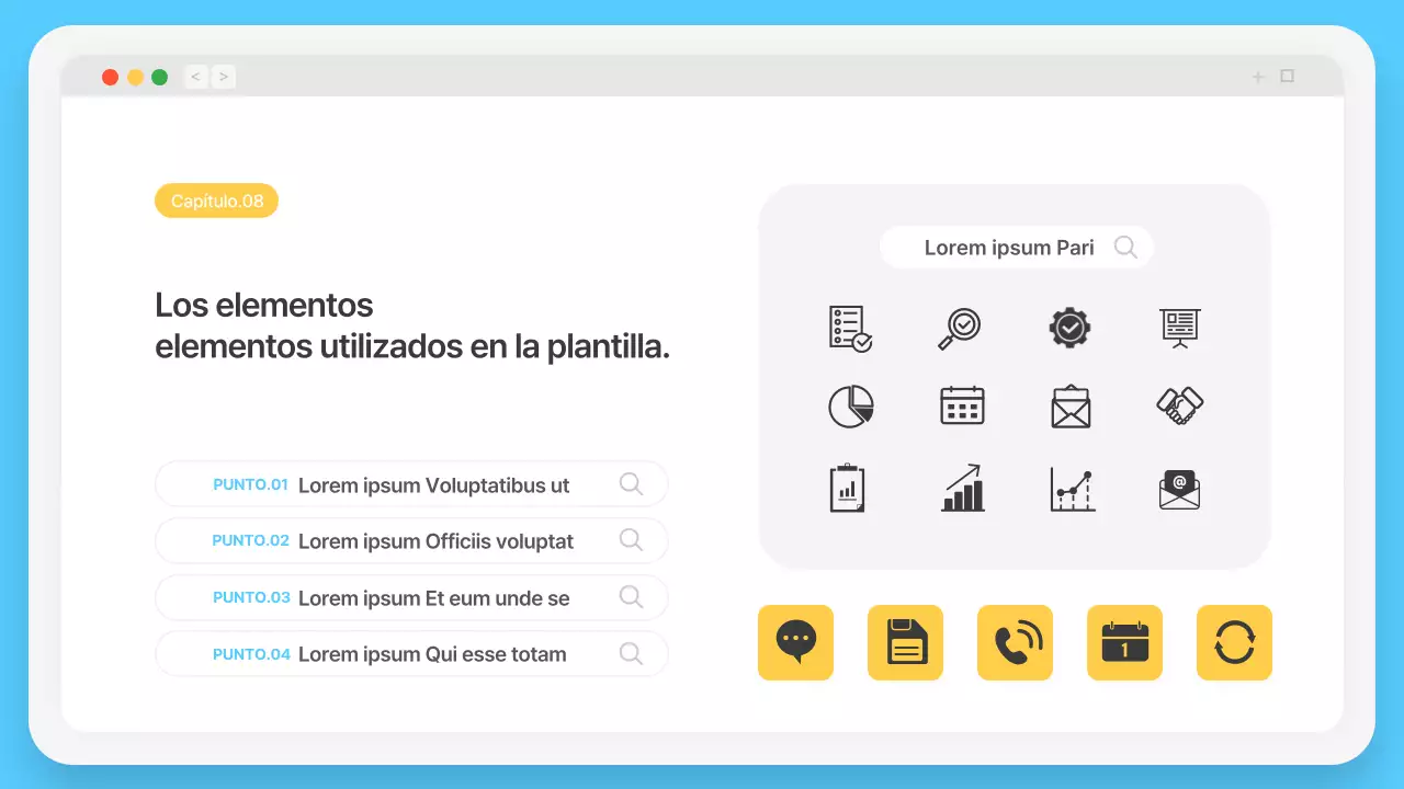 Marco de navegador sencillo en azul claro Perfil de la empresa