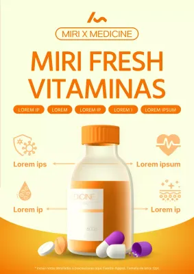 Promover las vitaminas modernas en amarillo y naranja