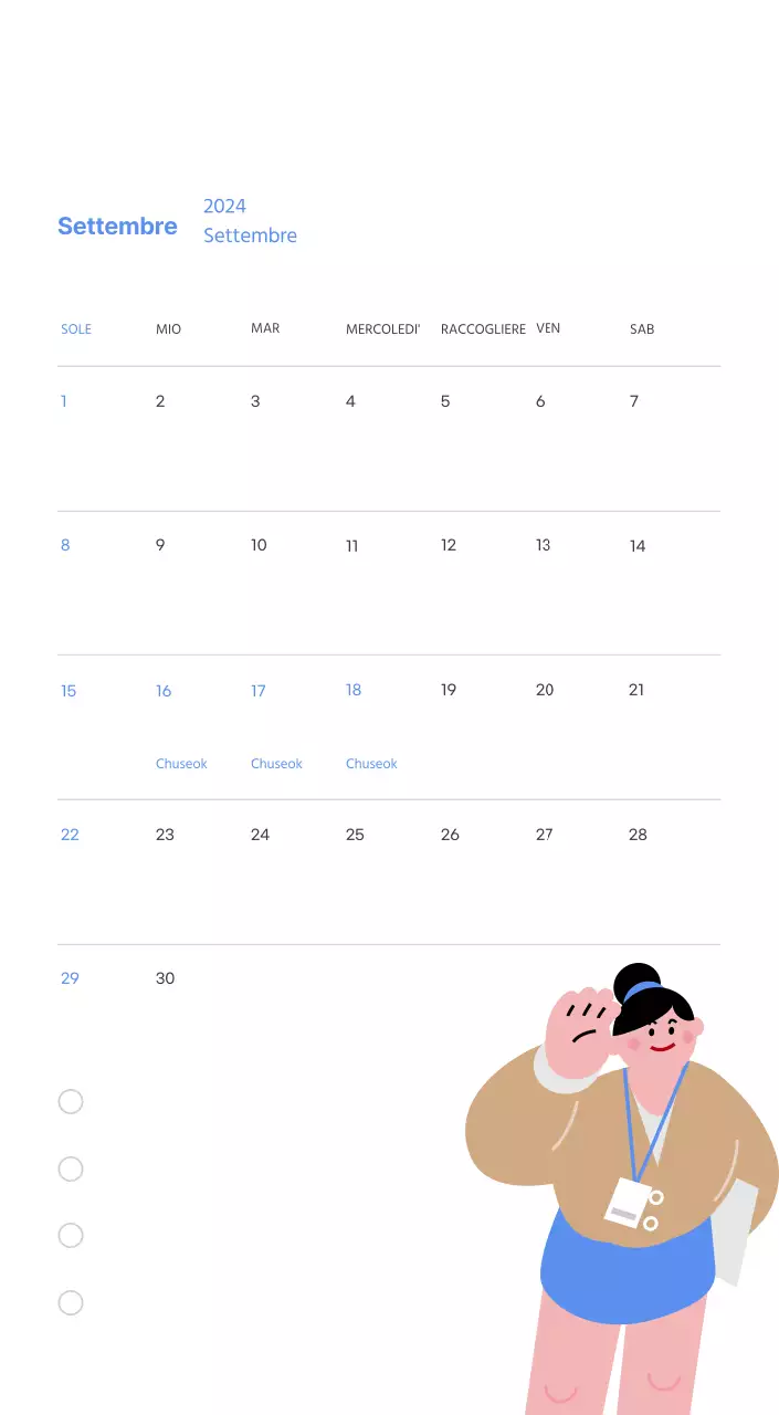 Calendario motivazionale con illustrazioni energetiche e citazioni positive su sfondo azzurro